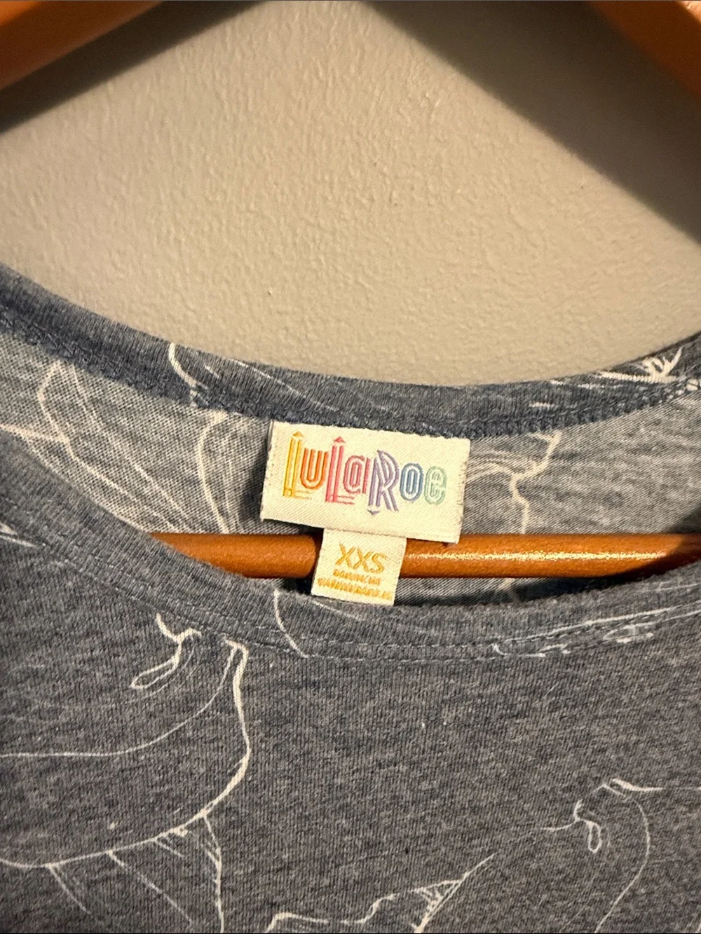 LuLaRoe Heather Gray Floral High-Low T-Shirt Dress